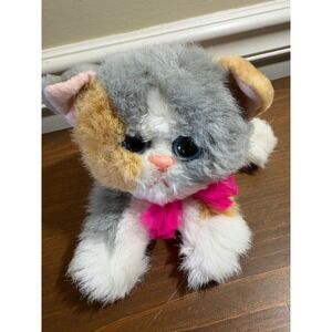 Vintage 1992 Tyco Kitty Kittens Calico Cat Plush Blue Eyes Pink Bow 10 Inch